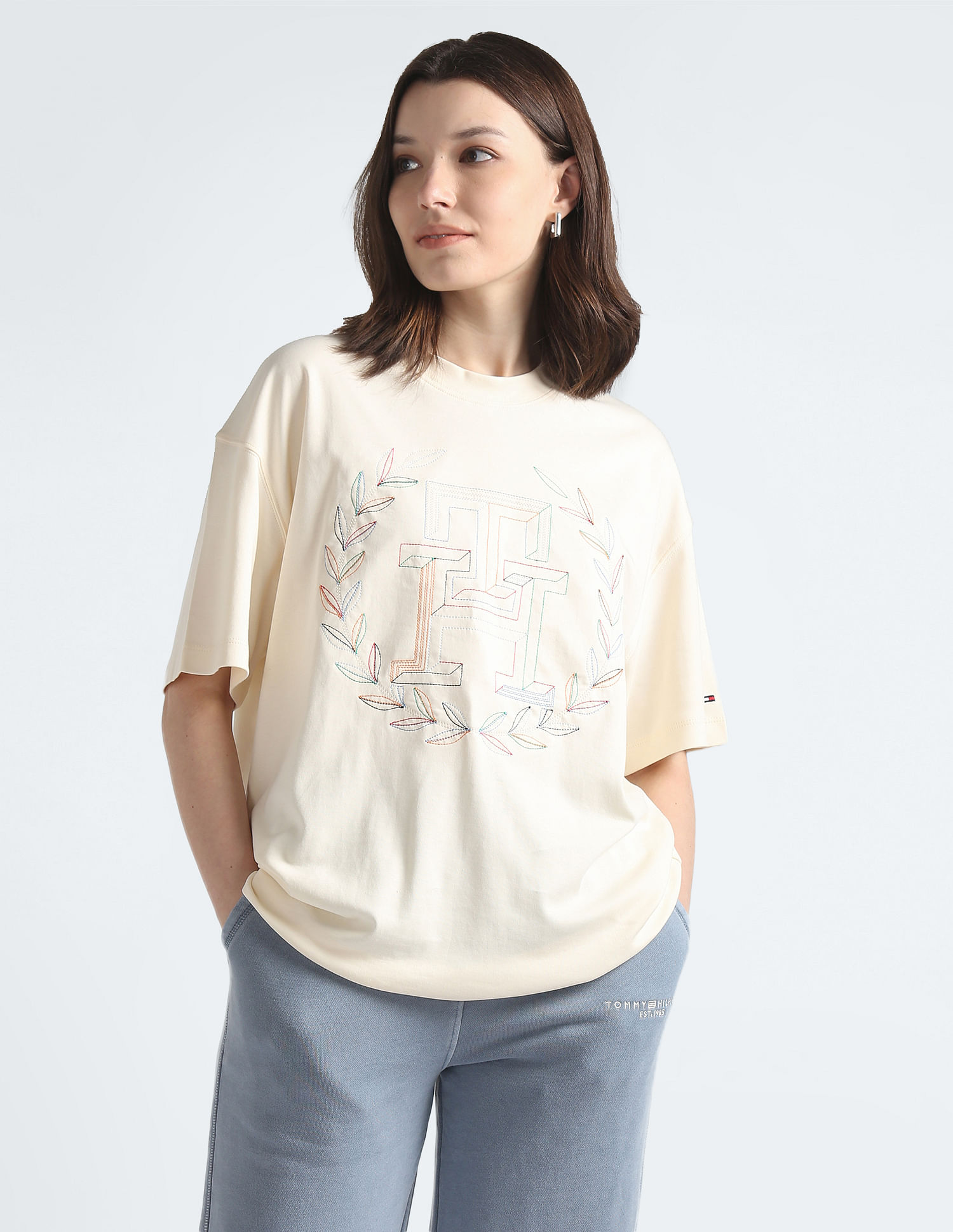Buy Tommy Hilfiger Multi Colour Embroidered Relaxed T-Shirt
