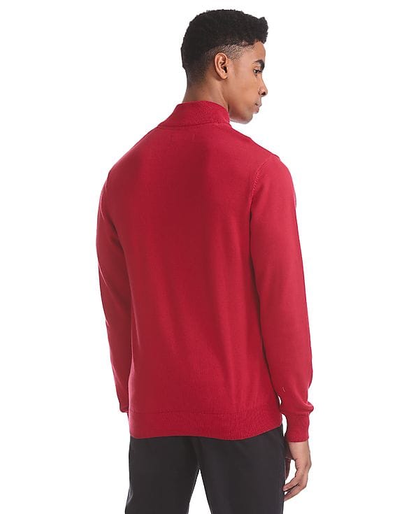 Buy Aeropostale Red Half Zip Flat Knit Sweater - NNNOW.com