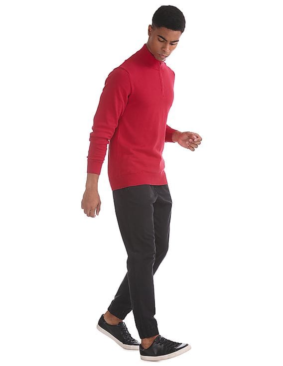 Buy Aeropostale Red Half Zip Flat Knit Sweater - NNNOW.com