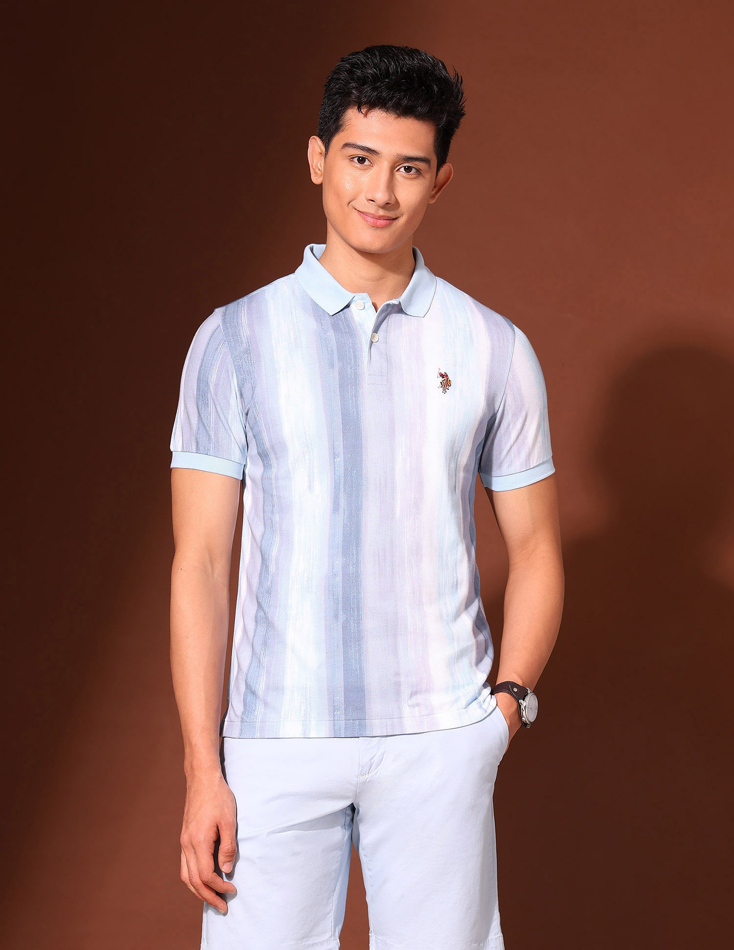 U.S. Polo Assn. Denim Co. Work And Wander Vertical Striped Polo Shirt