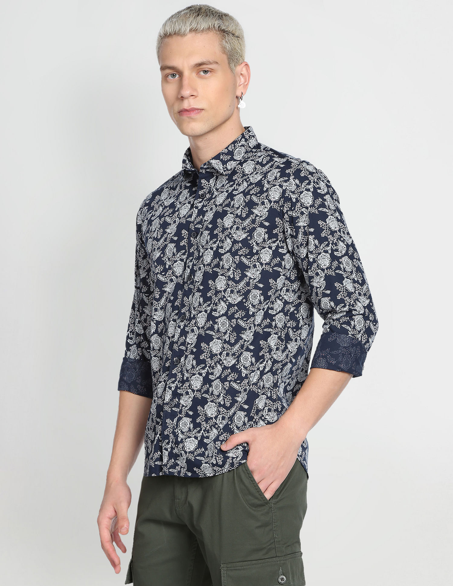 Flying Machine Floral Print Cotton Shirt