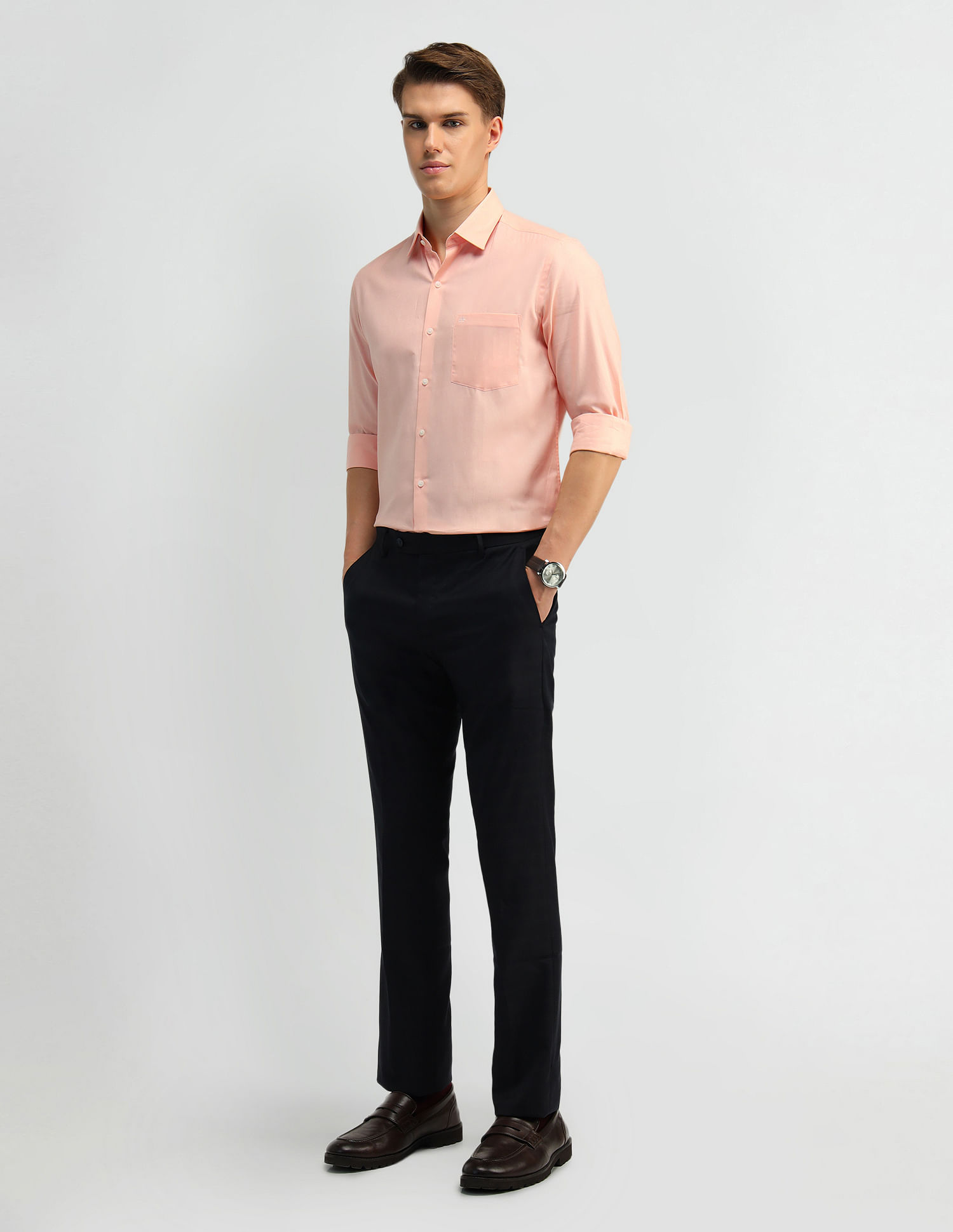 Arrow Solid Manhattan Slim Fit Shirt
