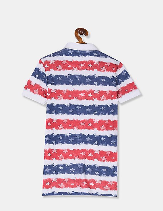 U.S. Polo Assn. Kids Flag Print Pique Polo Shirt