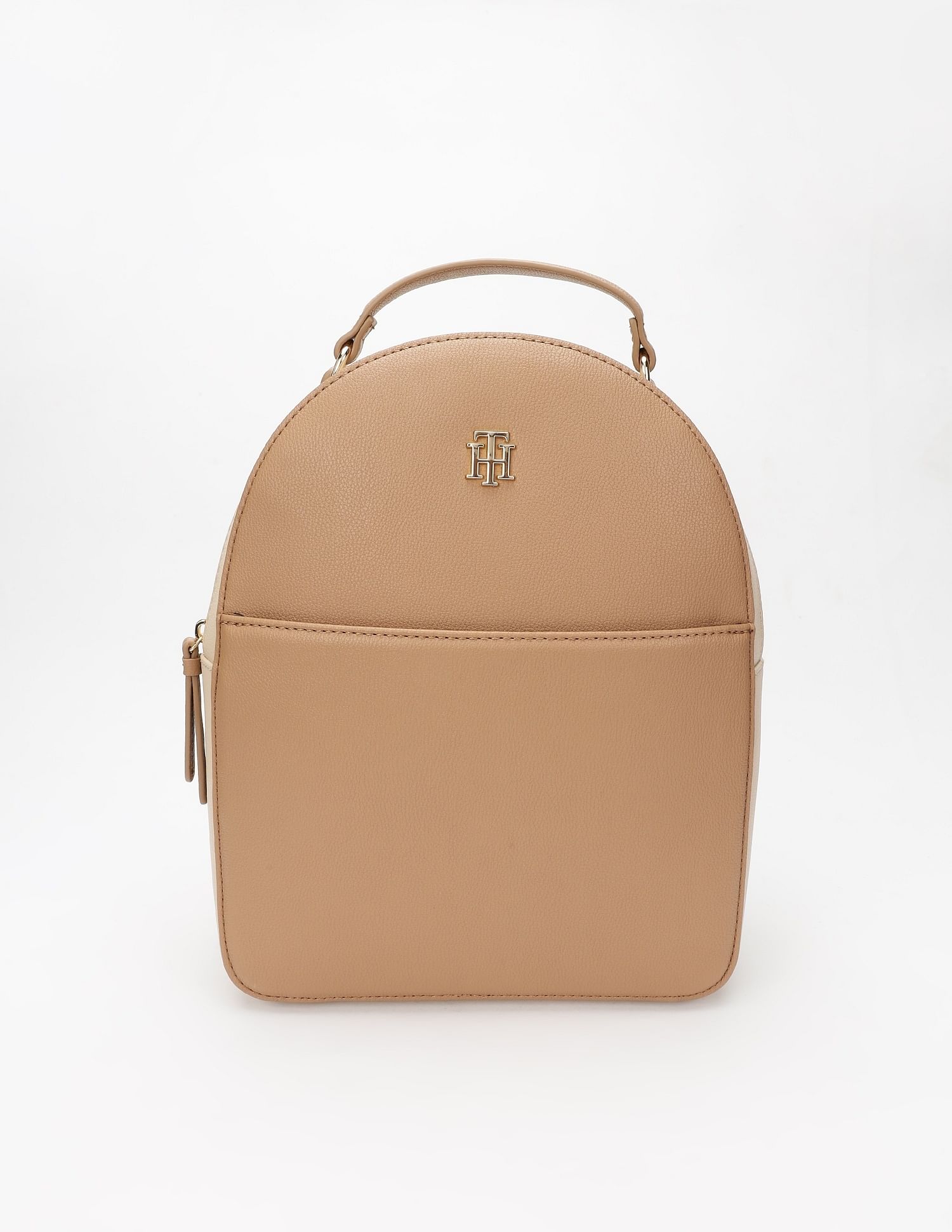 Tommy Hilfiger Colorblock Beige Cotton Backpack