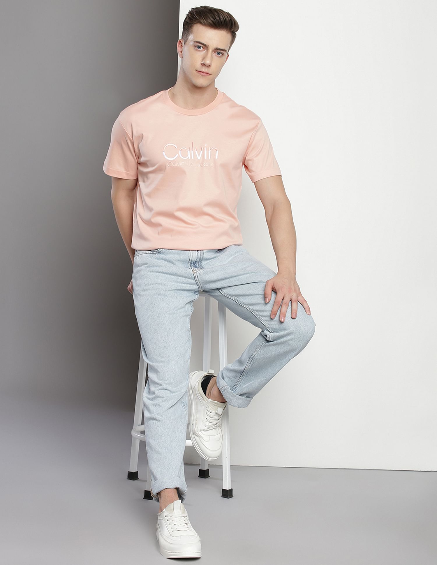 Calvin Klein Embroidered Logo Cotton T-Shirt