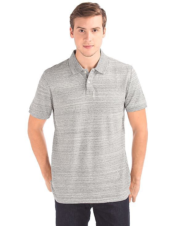 GAP Men Grey Space Dye Pique Polo