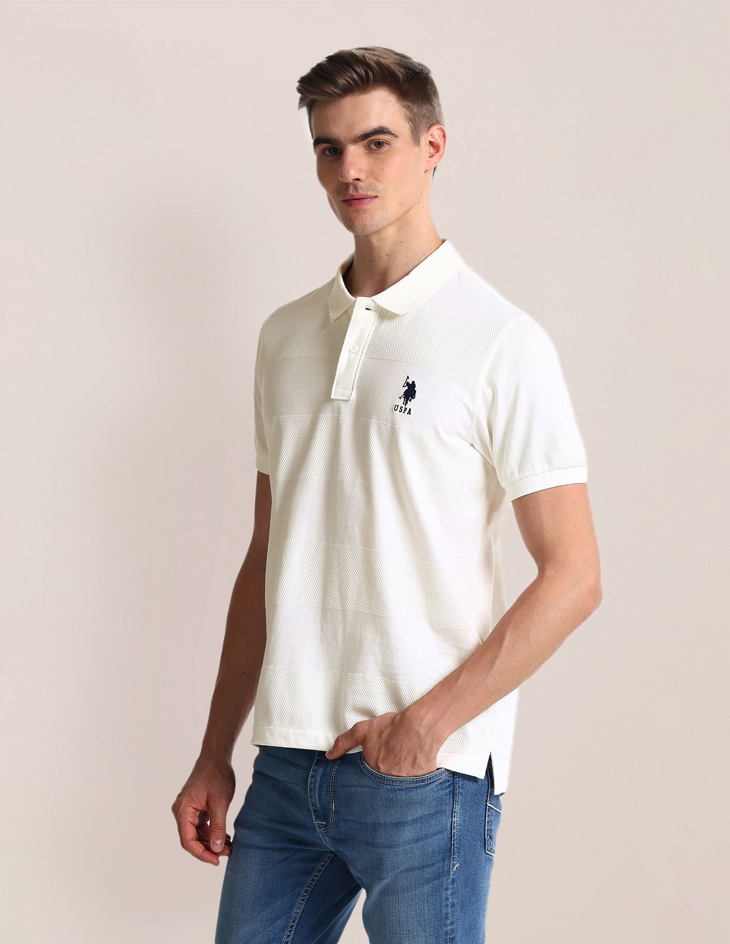 U.S. Polo Assn. Patterned Knit Slim Fit Polo Shirt
