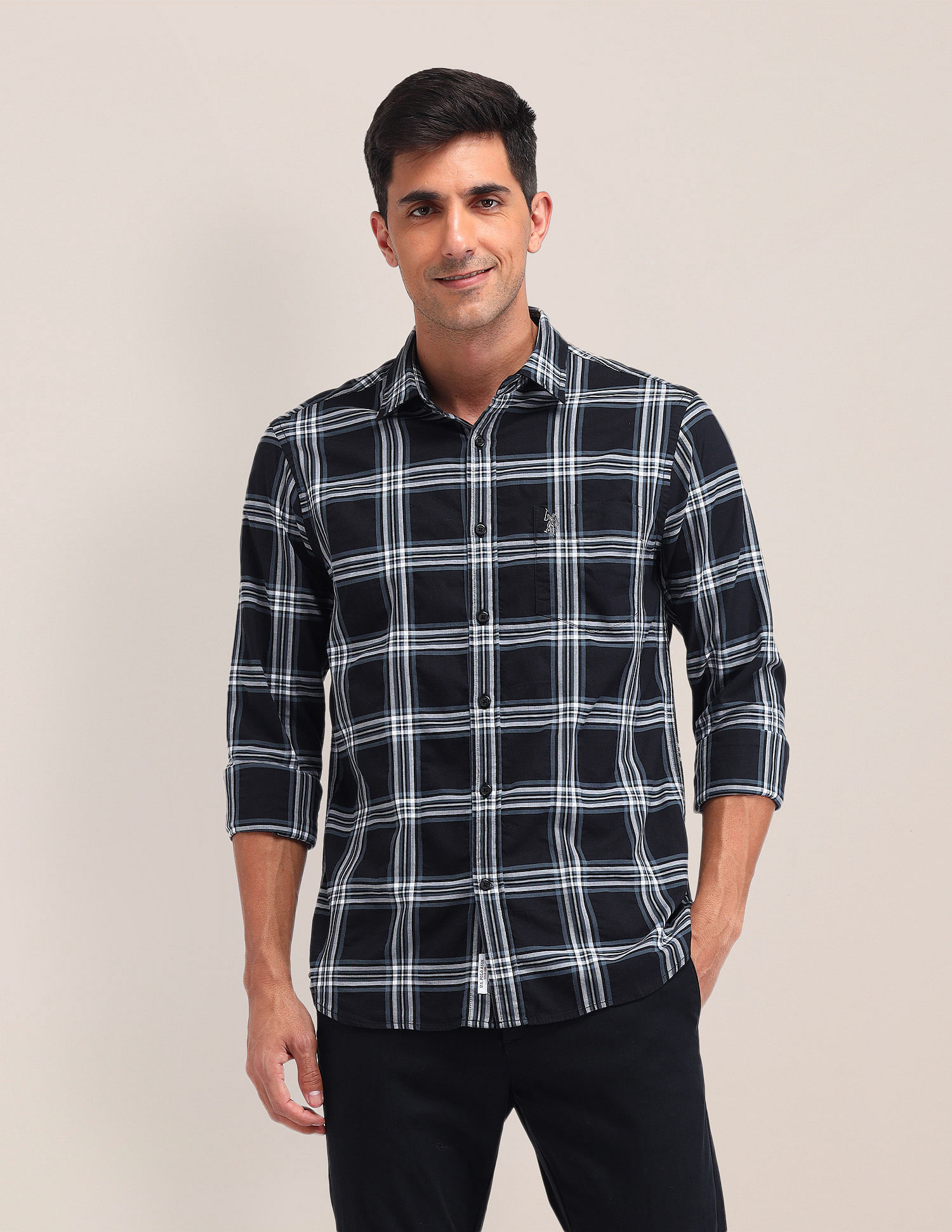 U.S. Polo Assn. Dupplin Check Printed Regular Fit Shirt