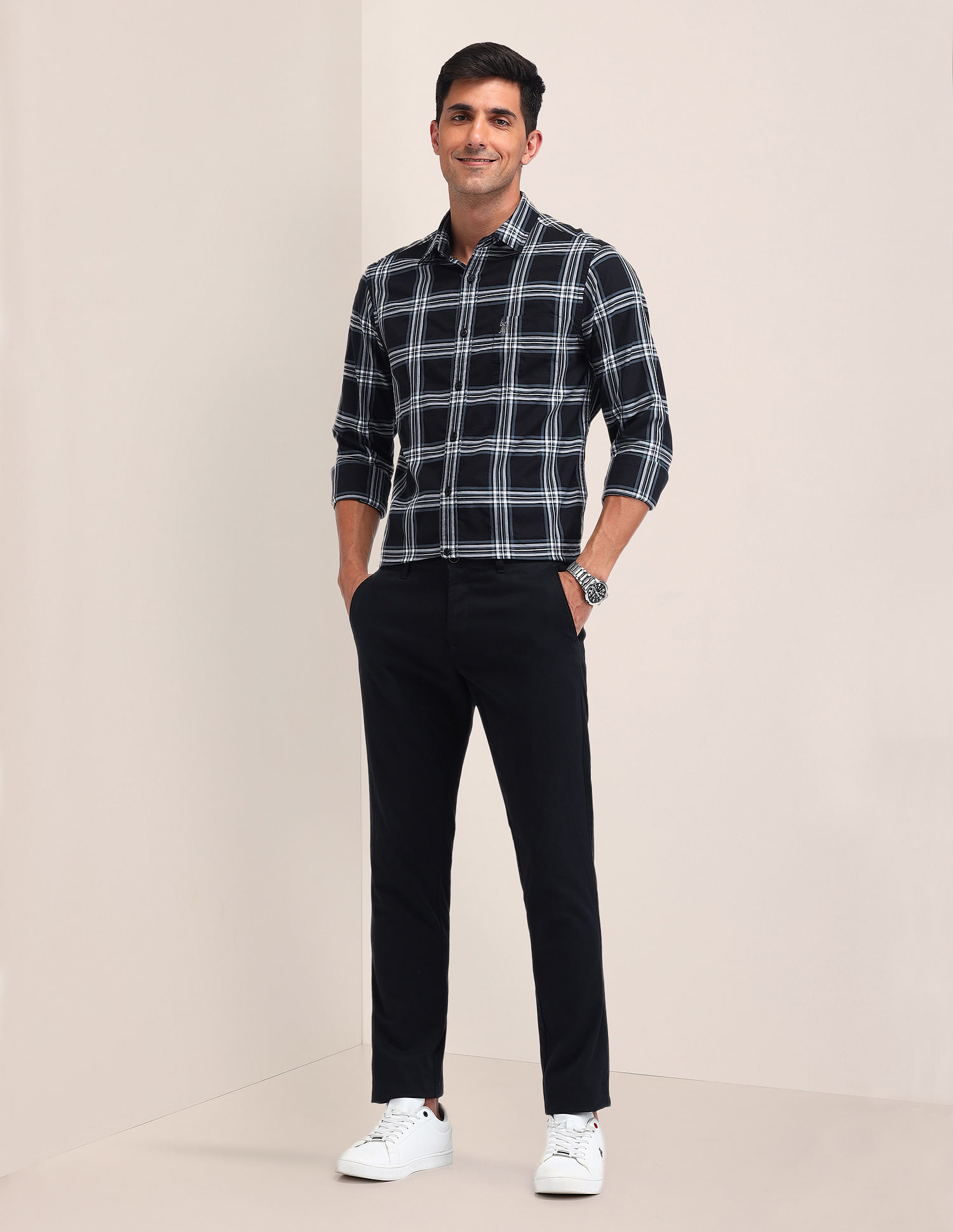 U.S. Polo Assn. Dupplin Check Printed Regular Fit Shirt