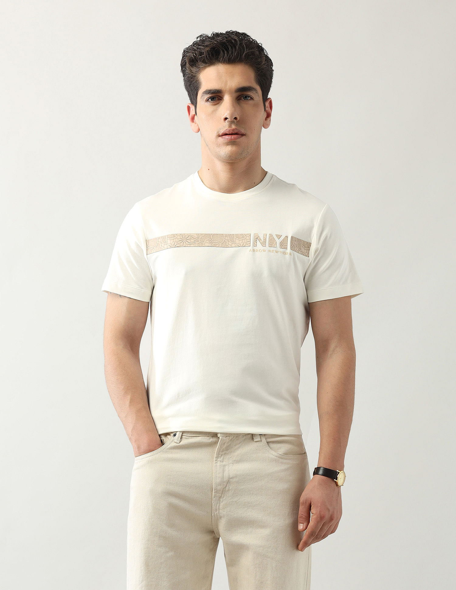 Arrow Newyork Floral Printed Regular Fit T-Shirt