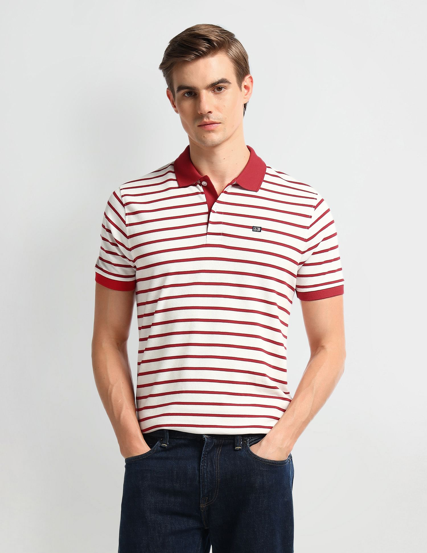 Arrow Sport Regular Fit Striped Polo Shirt