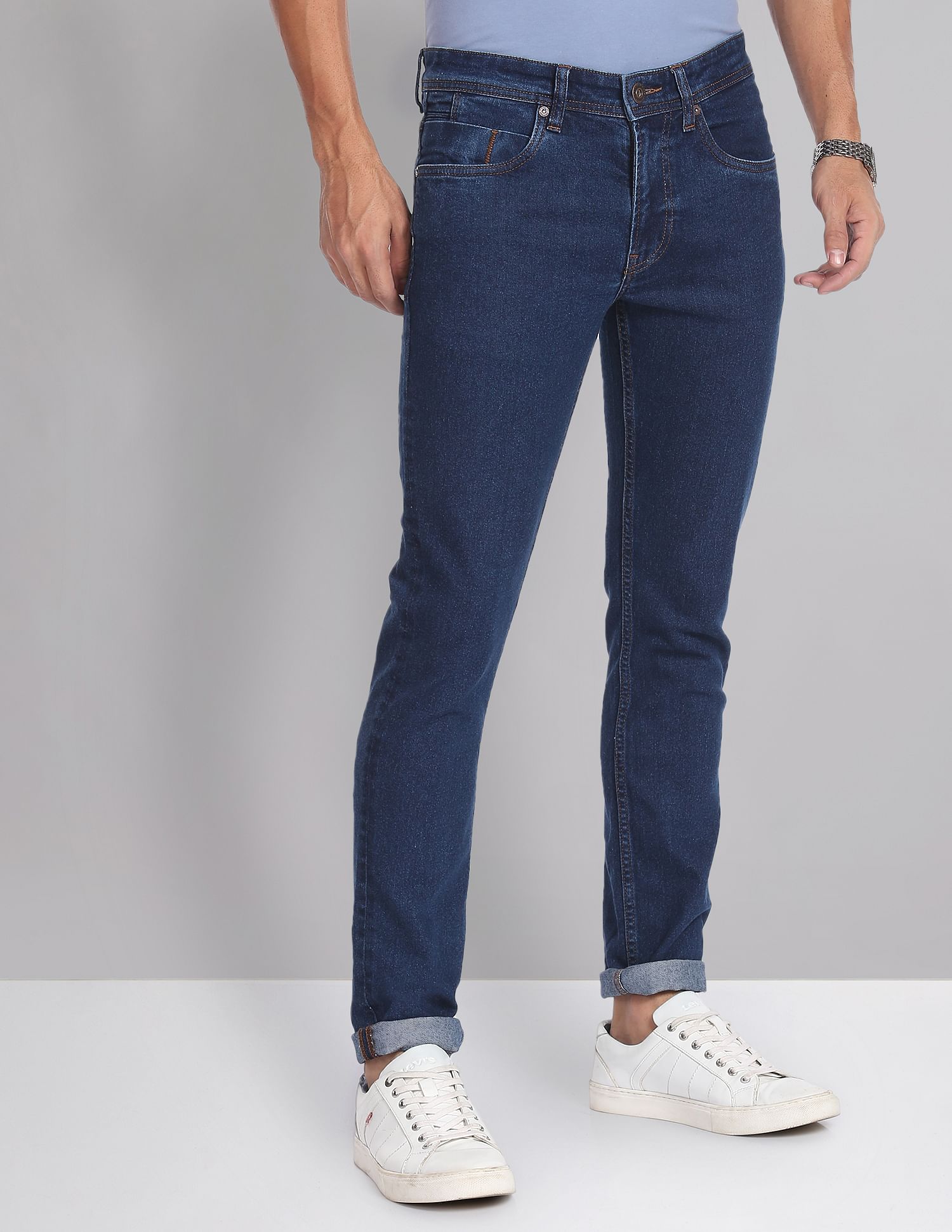 AD by Arvind Skinny Fit Rinsed Jeans