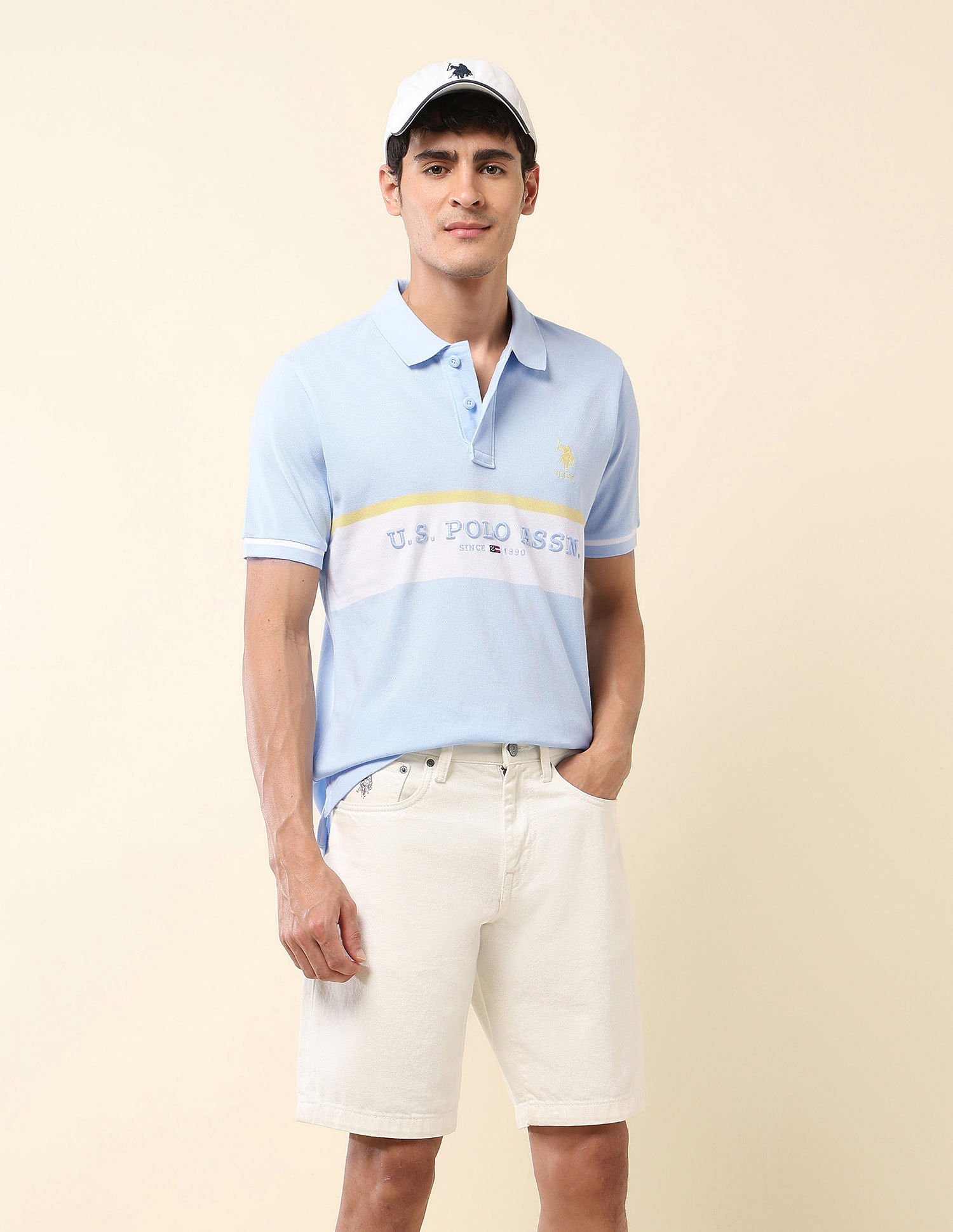 U.S. Polo Assn. Brand Embroidered Summer Splash Polo Shirt
