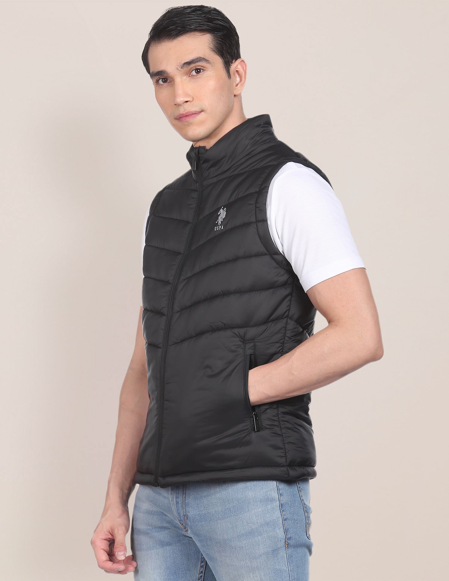 U.S. Polo Assn. High Neck Sleeveless Quilted Jacket