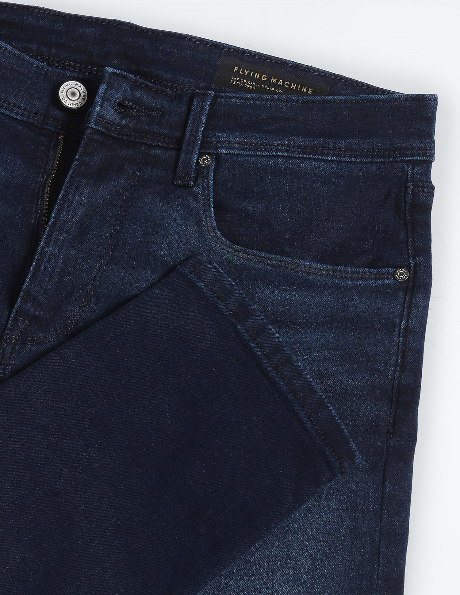 Flying Machine Mid Rise Slash Slim Tapered Jeans
