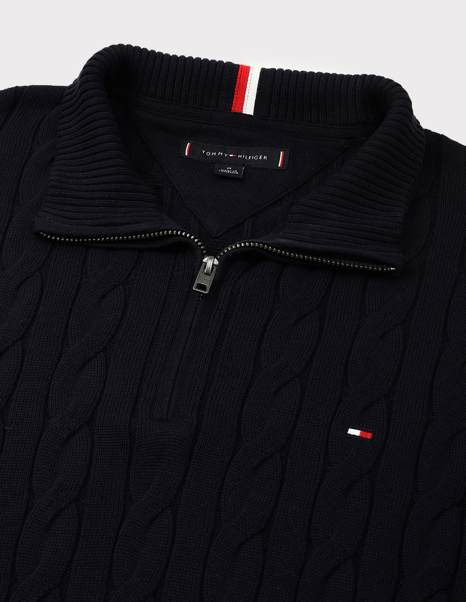 Tommy Hilfiger Cotton Cable Mock Neck Sweater