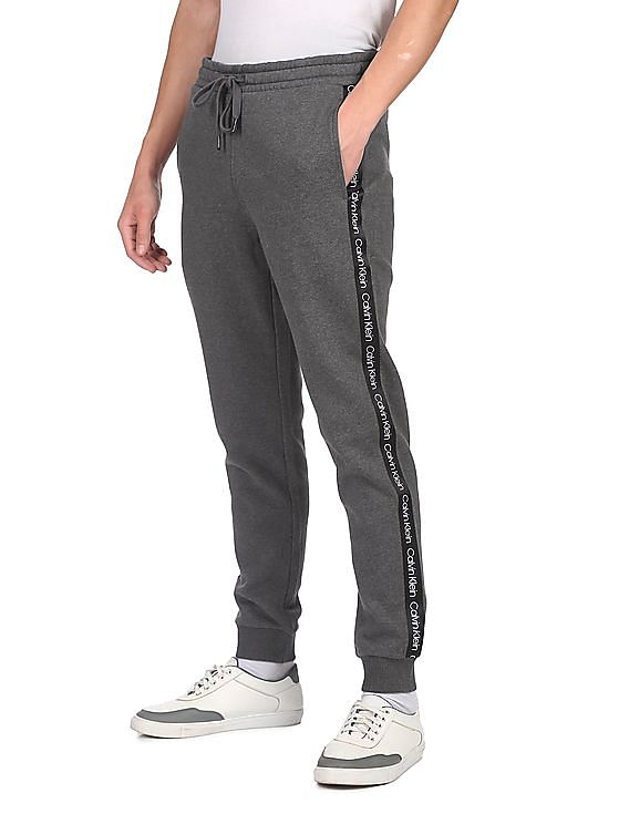 Buy Calvin Klein Men Grey Mid Rise Brand Tape Joggers NNNOW