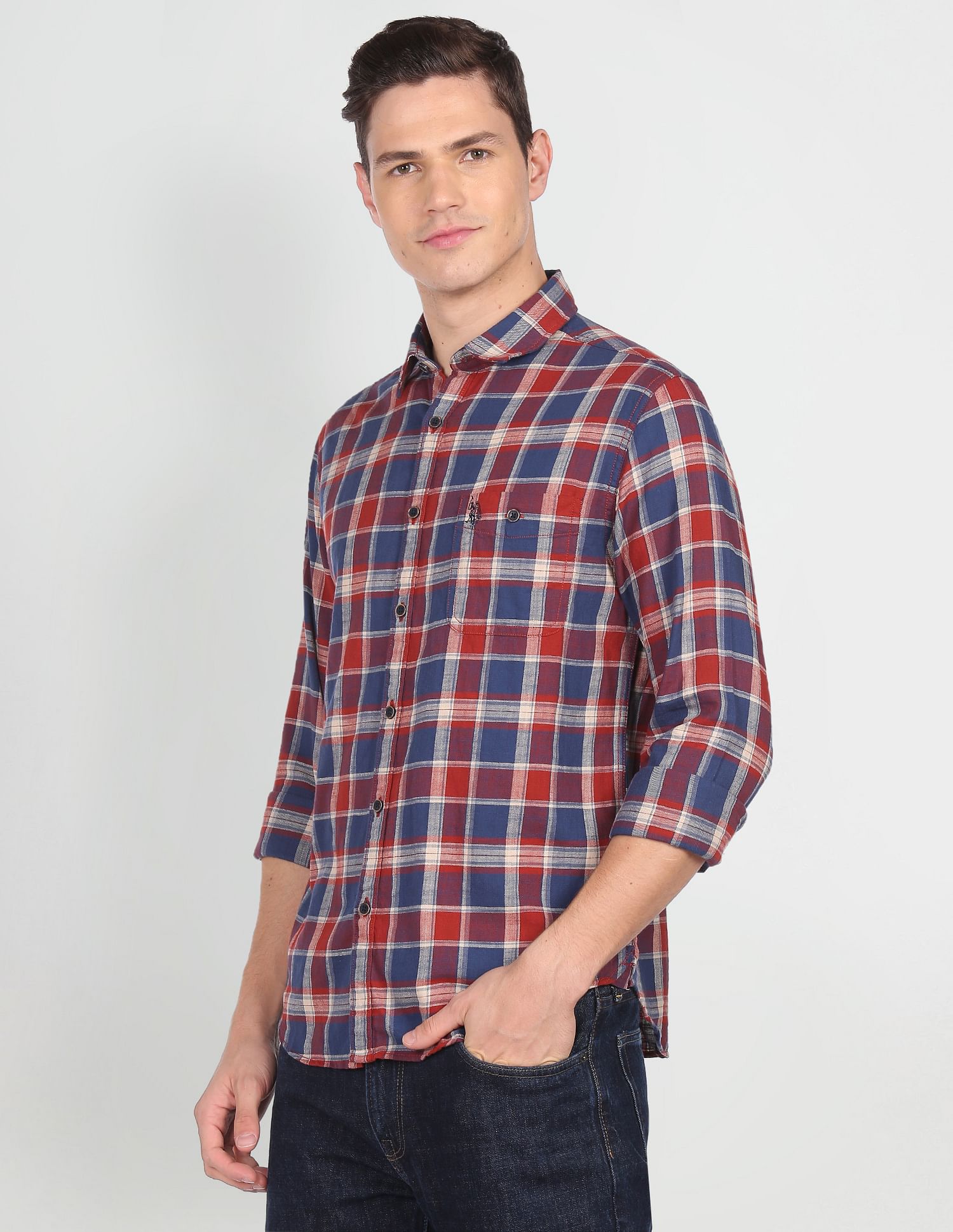 U.S. Polo Assn. Denim Co. Plaid Check Cotton Casual Shirt