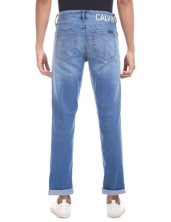 Calvin Klein Men Blue Slim Fit Stone Wash 37.5 Jeans