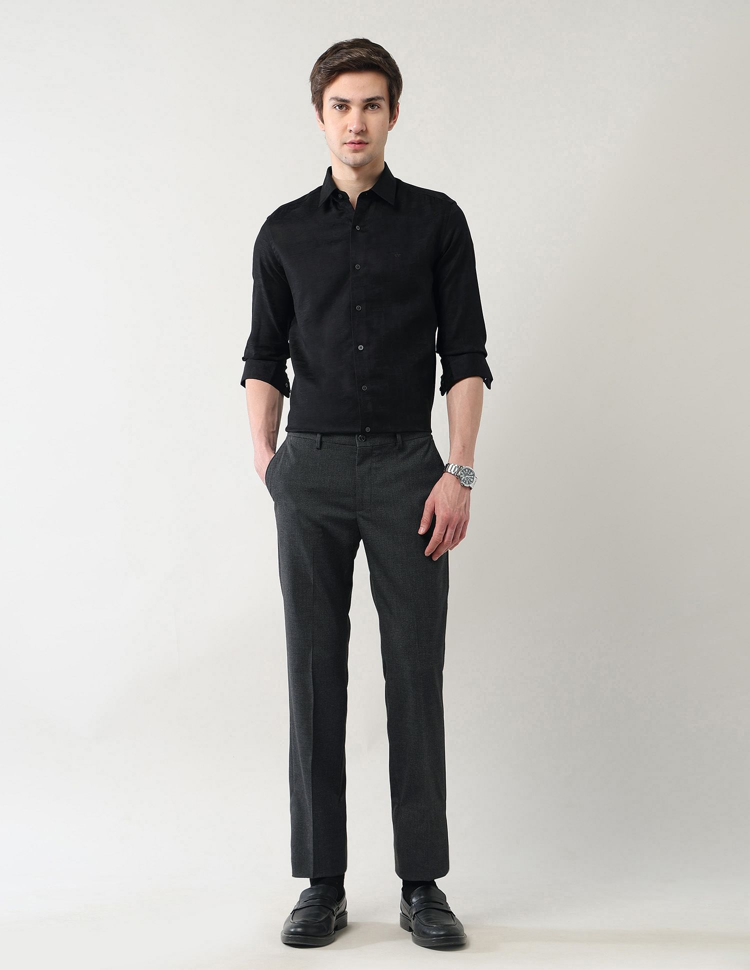 Arrow Newyork Manhattan Slim Fit Jaquard Shirt