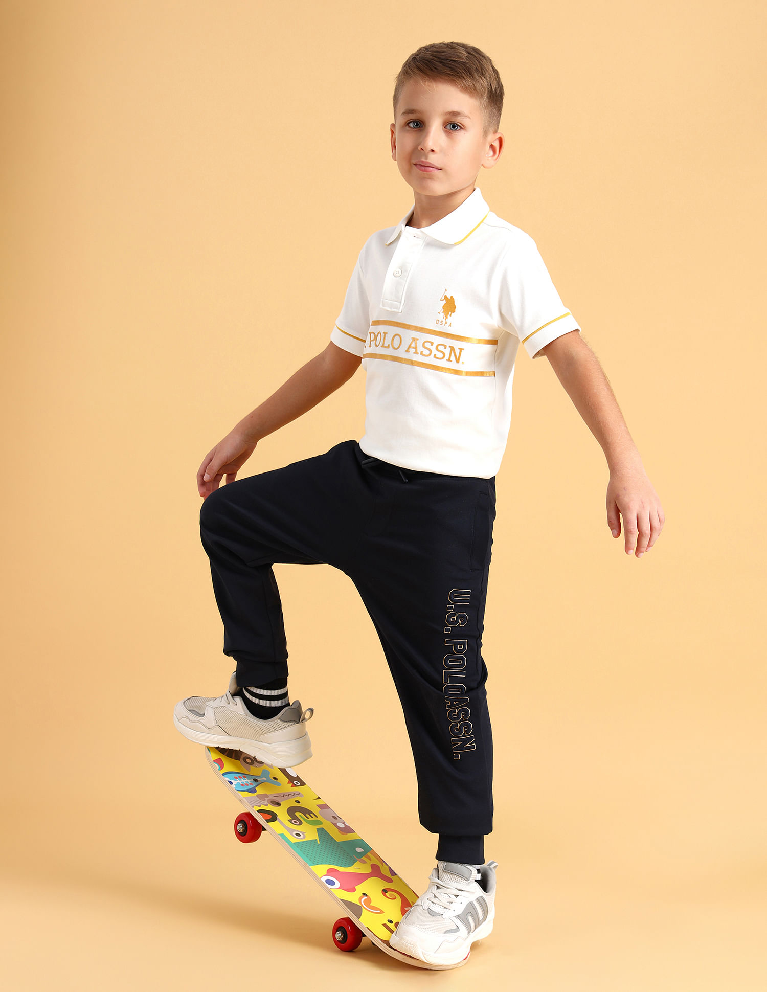 U.S. Polo Assn. Kids Boys Brand Embroidered Regular Fit Joggers