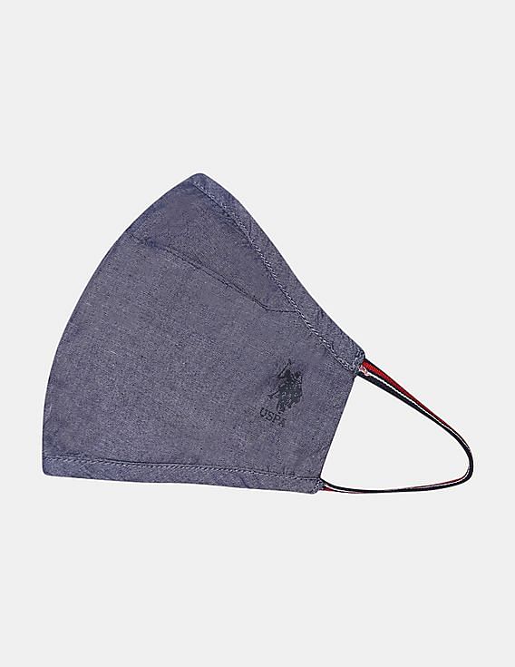 U.S. Polo Assn. Unisex Adults Grey And Pink Triple Layer Reversible Anti Bacterial Reusable Face Masks - Pack Of 3