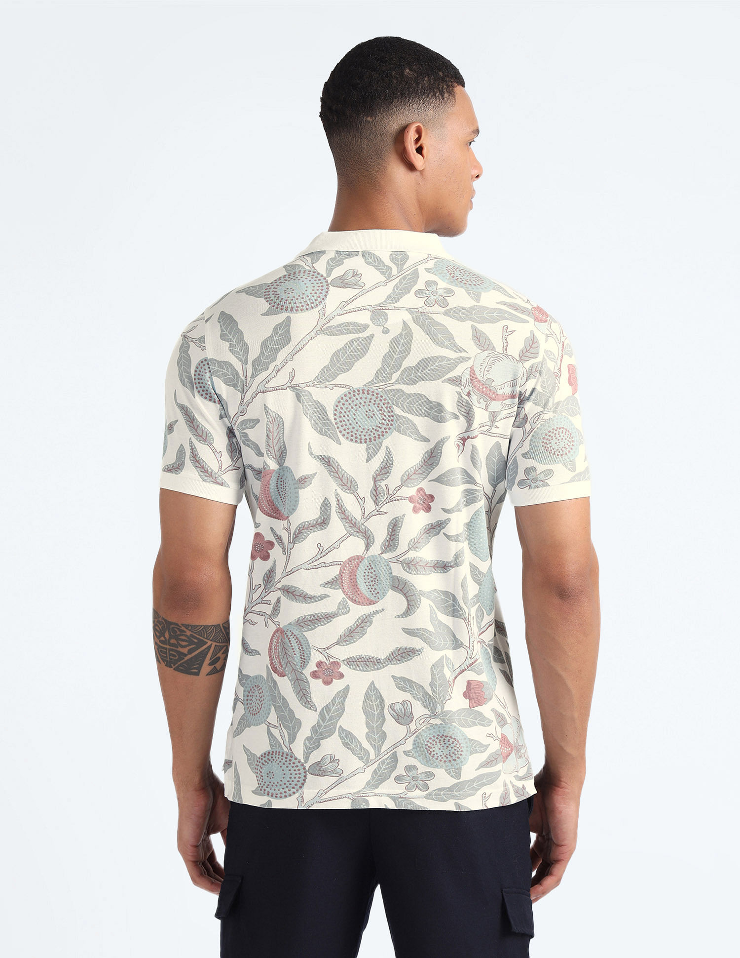 Flying Machine Floral Print Cotton Polo Shirt