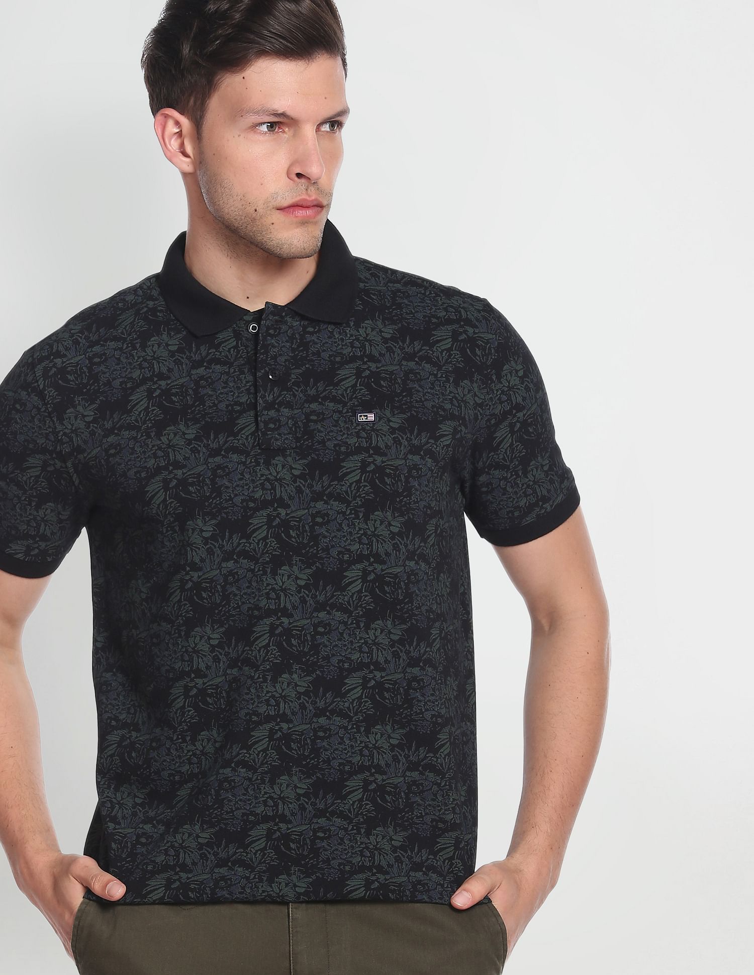 Floral black clearance polo