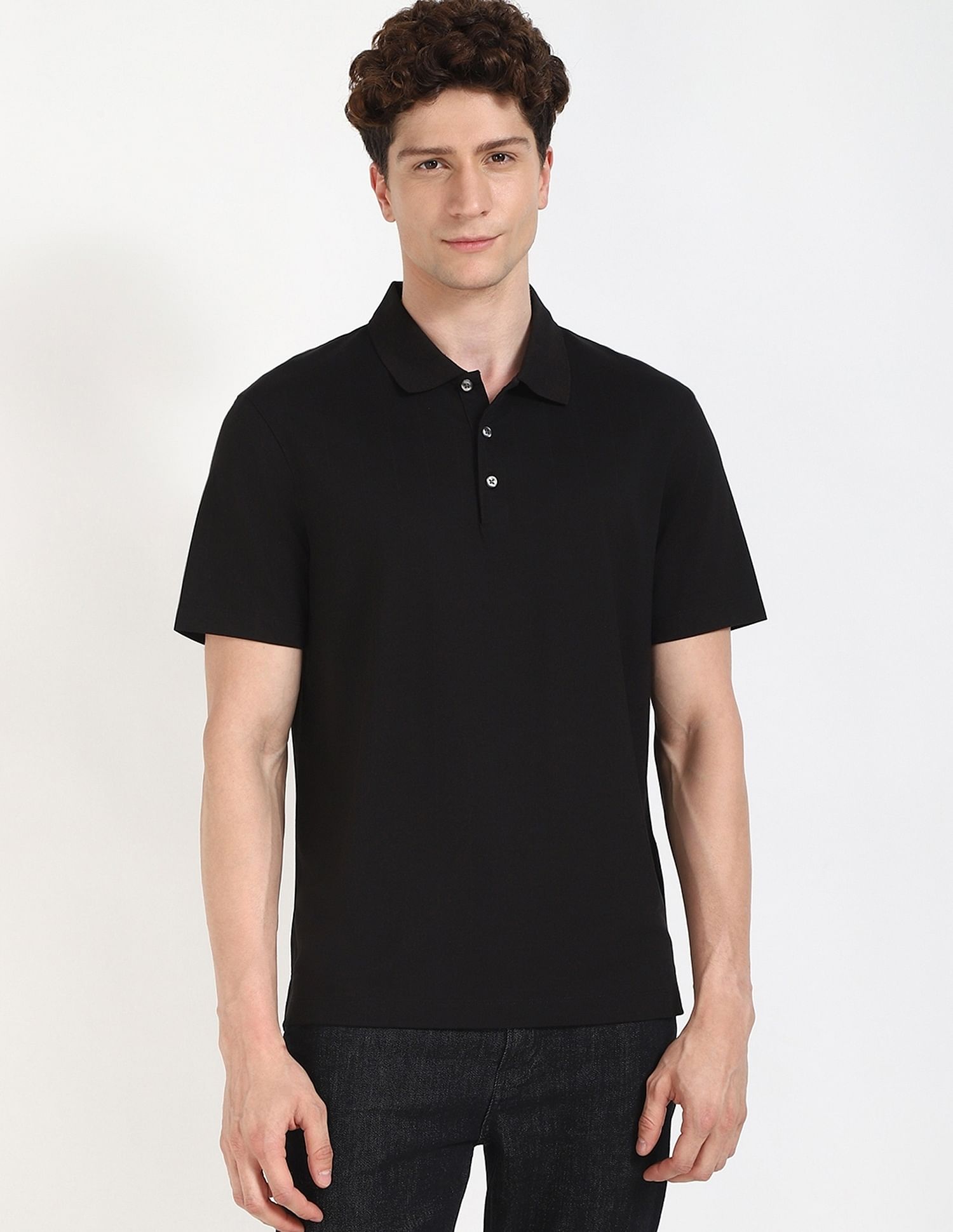 Calvin Klein Jeans Striped Regular-Fit Polyester Polo T-Shirt