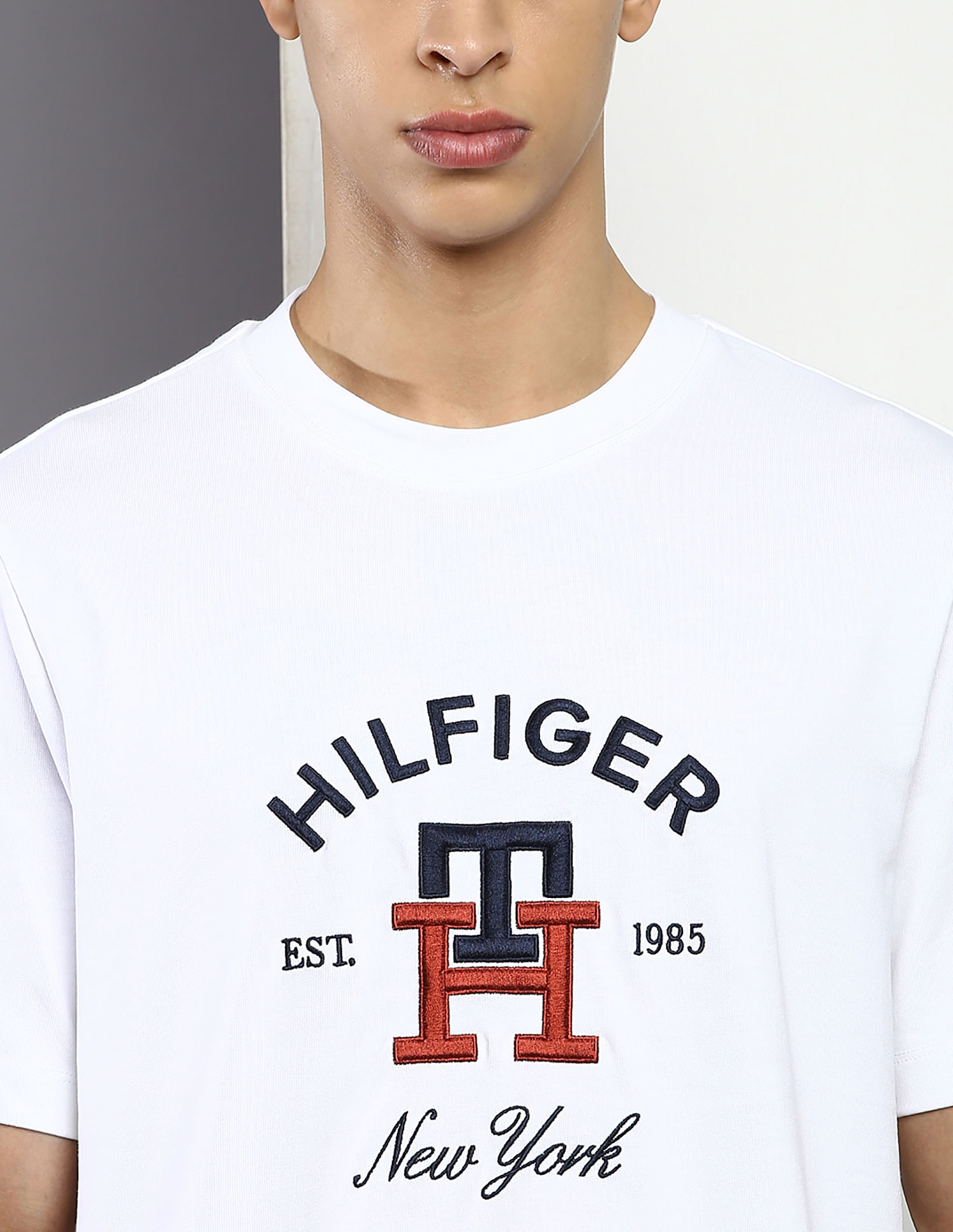 Buy Tommy Hilfiger Organic Embroidered Cotton T-Shirt Monogram