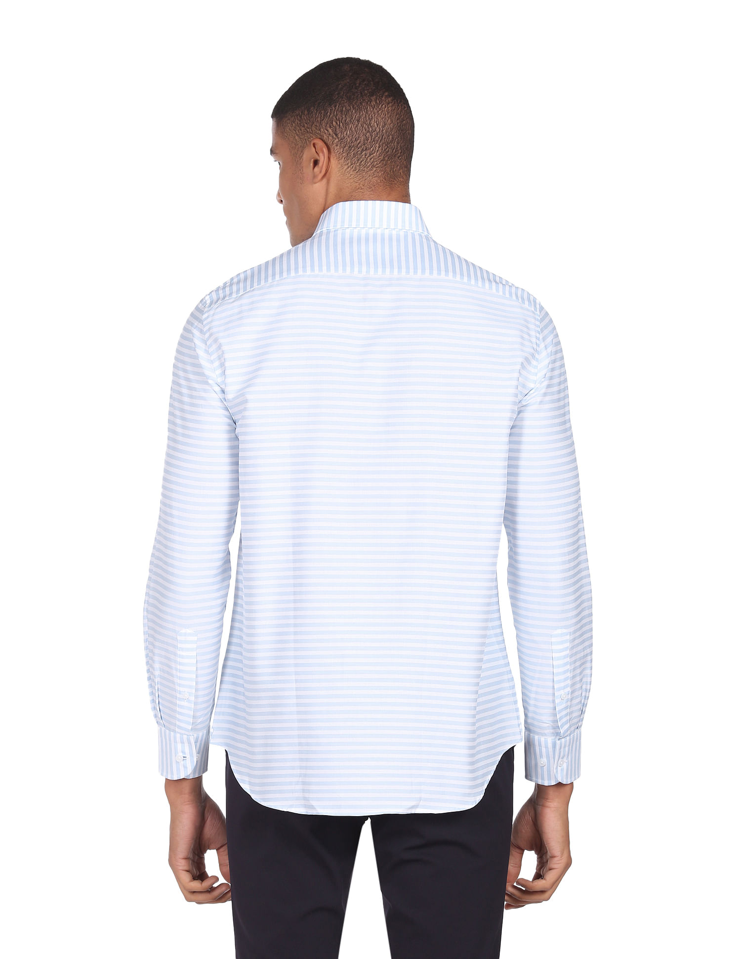 Buy Tommy Hilfiger Men White And Blue Horizontal Stripe
