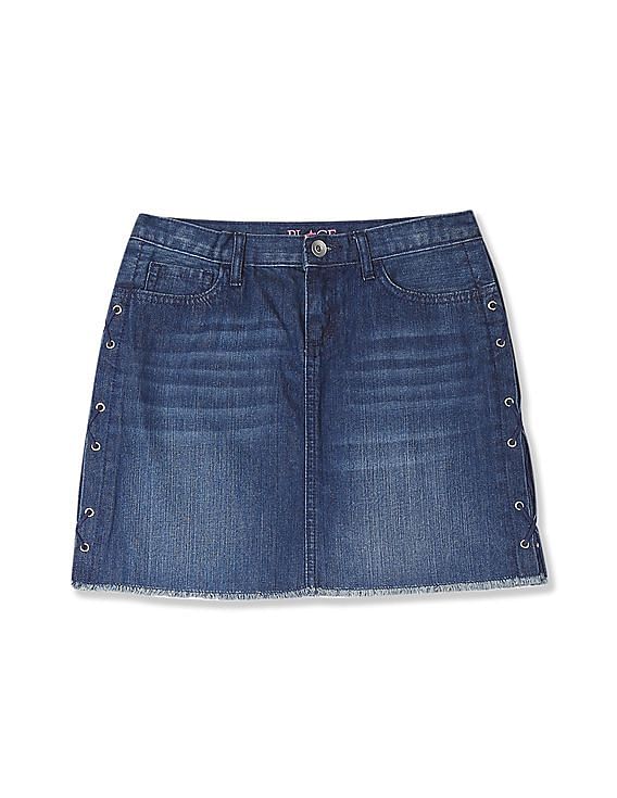 Buy online High Rise Ruched Detail Denim Skirt from Skirts & Shorts for  Women by Melon - By Pluss for ₹770 at 65% off | 2024 Limeroad.com