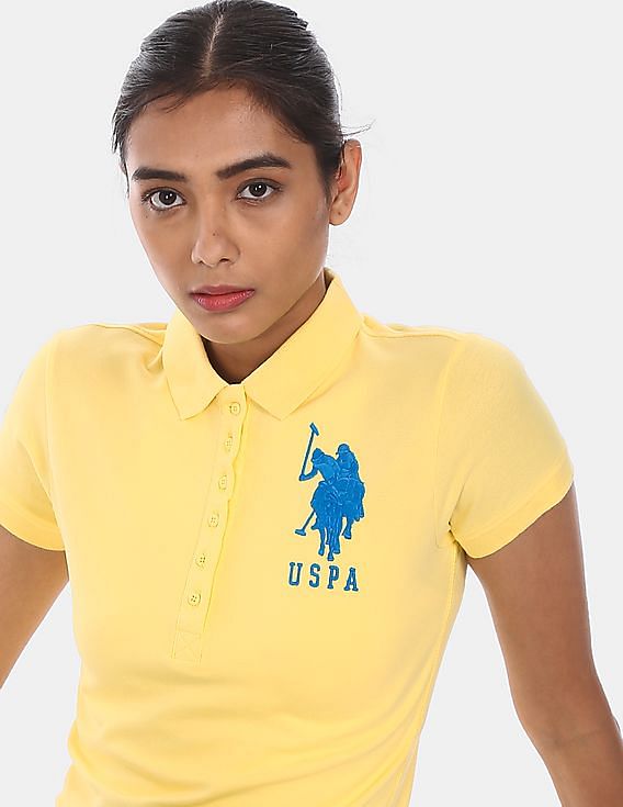 POLO ASSN Womens Short Sleeve Solid Polo Shirt Polo Shirt U.S