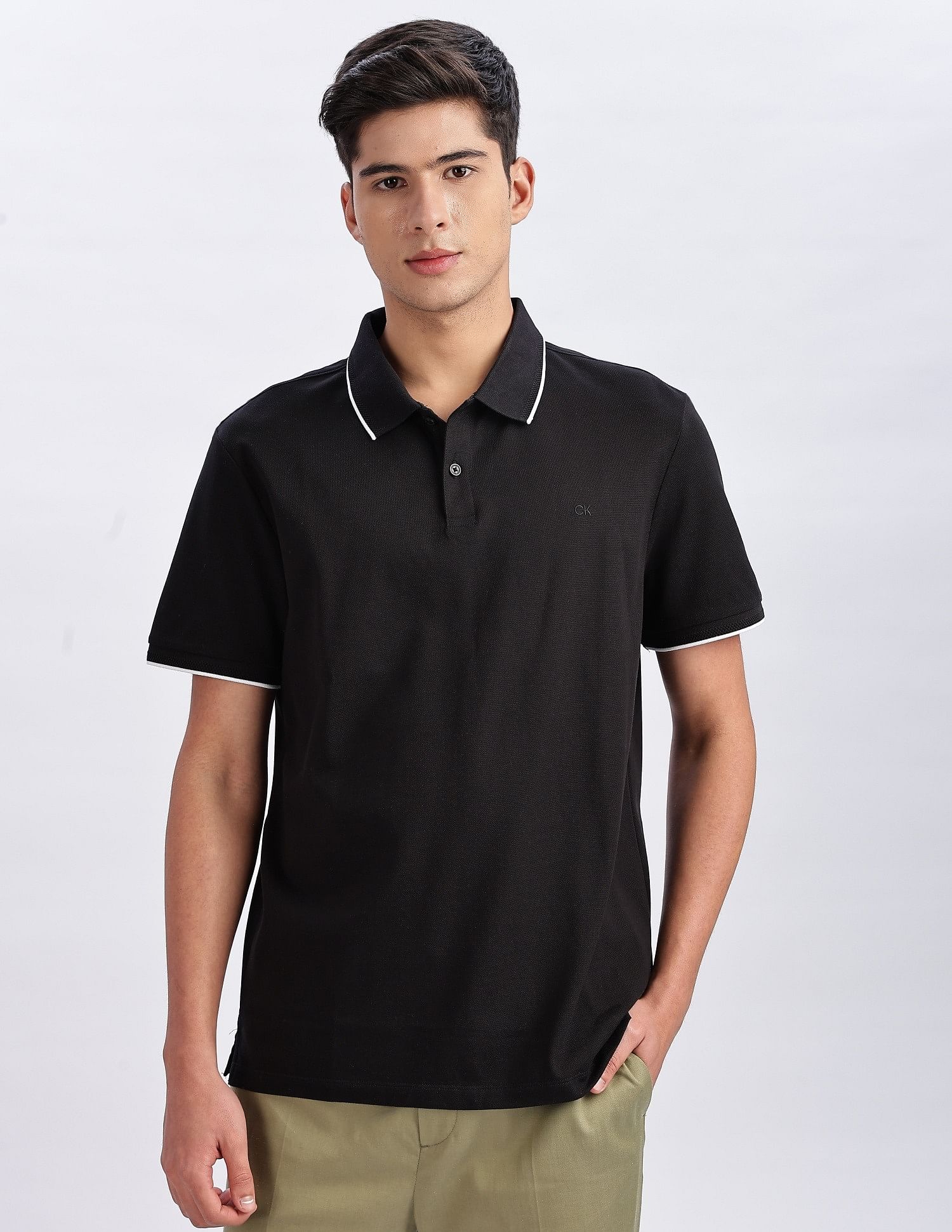 Calvin Klein Jeans Regular-Fit Solid Cotton Polo Shirt