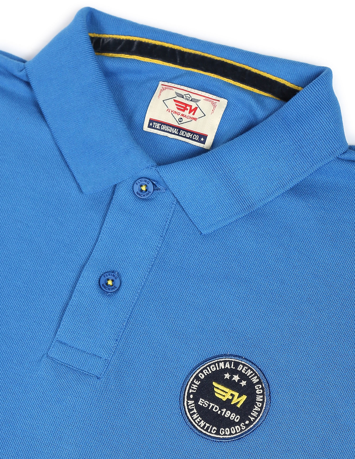 Flying Machine Printed Collar Applique Logo Polo Shirt
