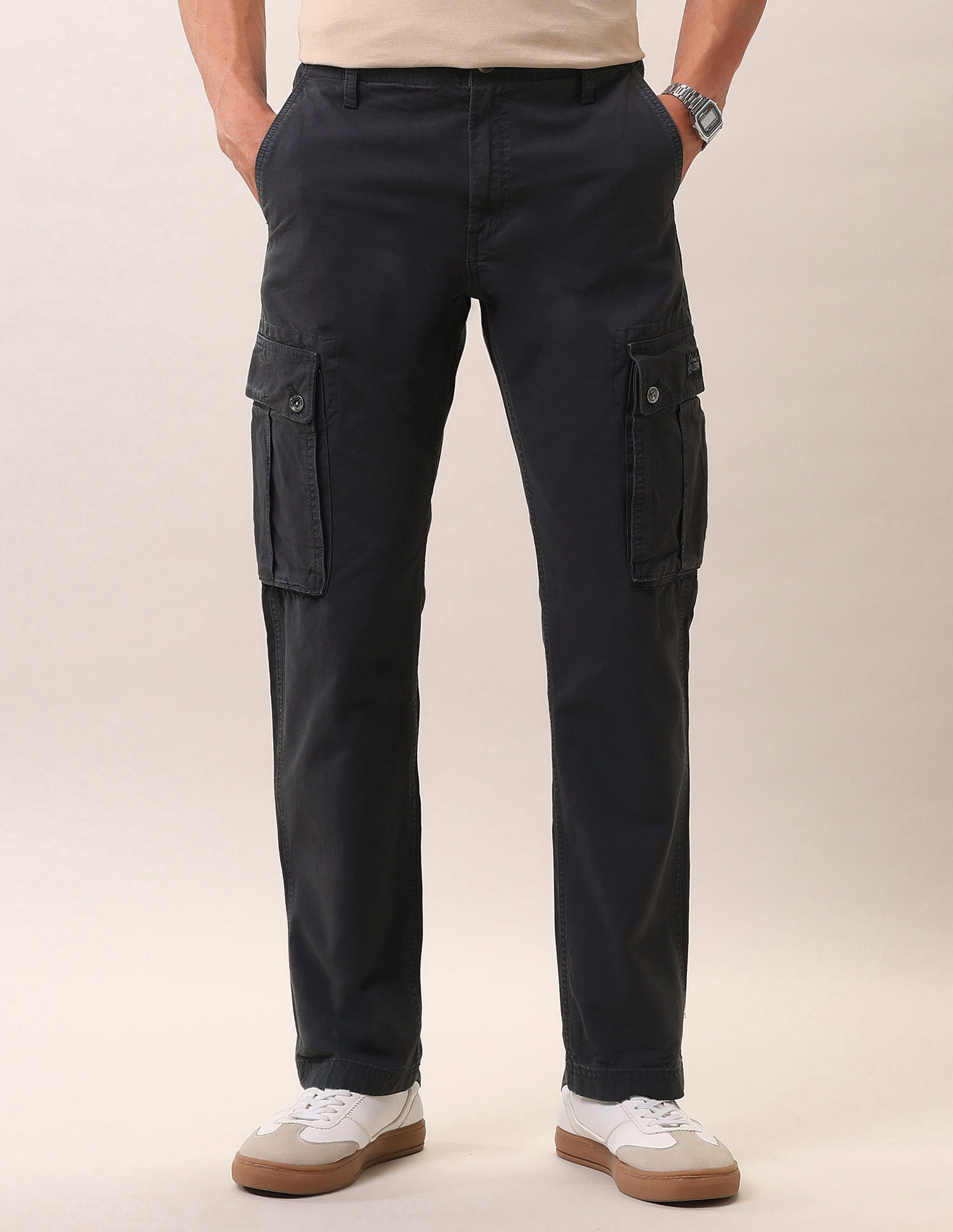 U.S. Polo Assn. Denim Co. Pure Cotton Straight Fit Twill Trousers