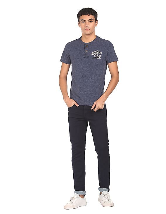 U.S. Polo Assn. Denim Co. Short Sleeve Heathered Henley T-Shirt