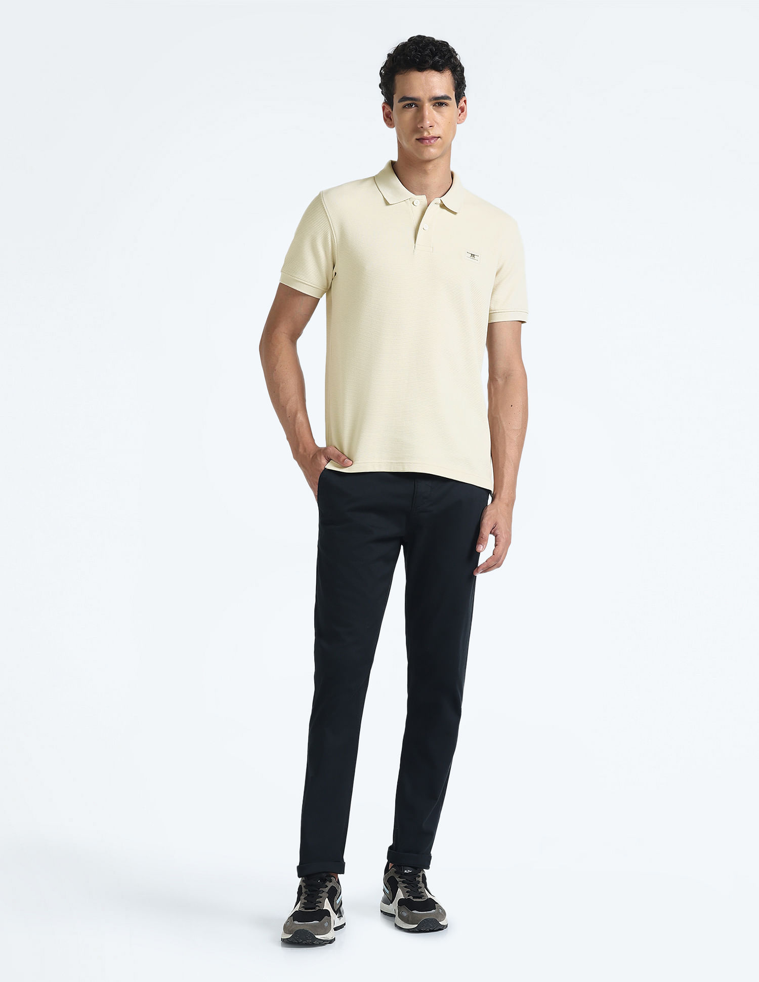 Flying Machine Horizontal Stripe Cotton Polo Shirt