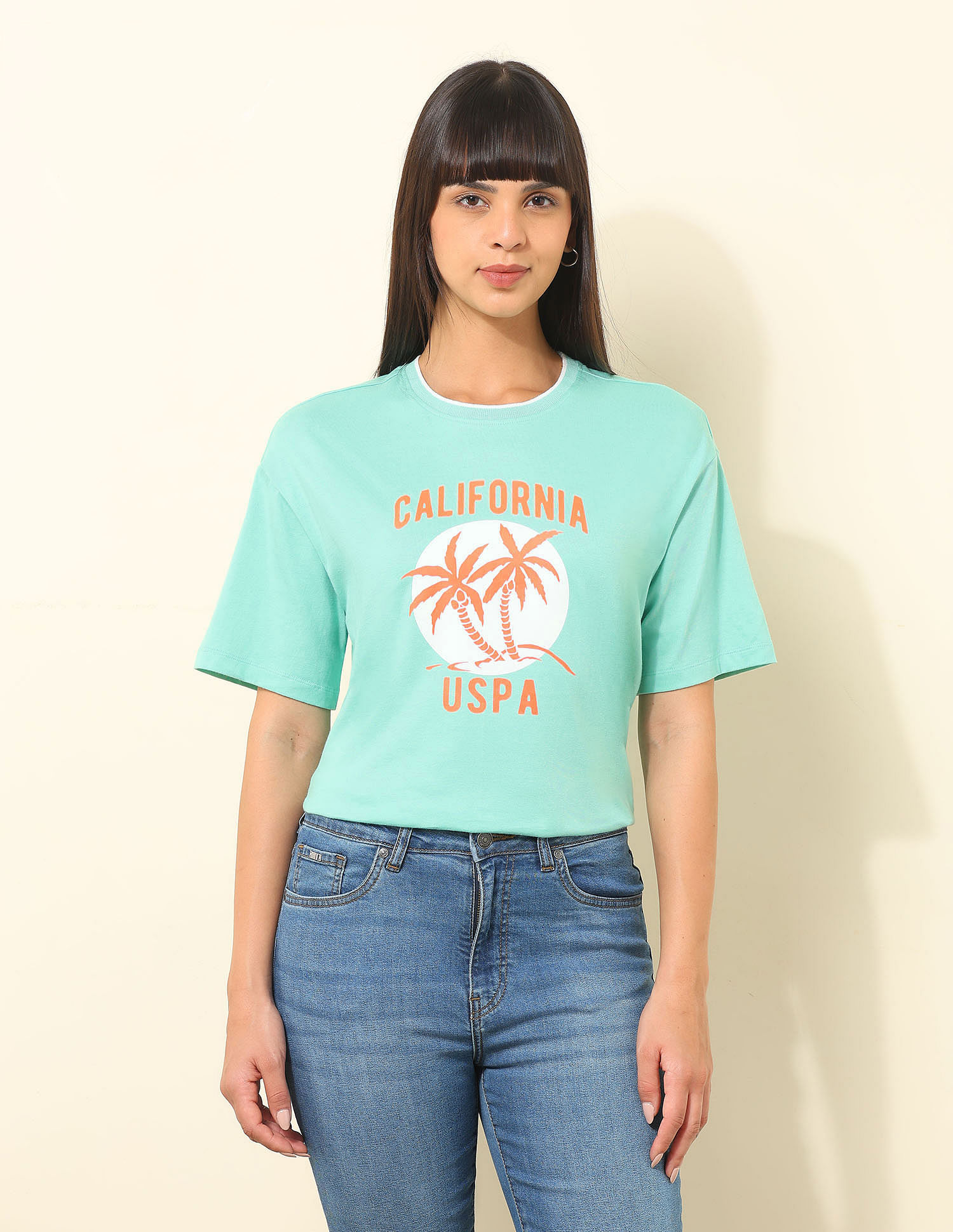 U.S. Polo Assn. Women Boyfriend Fit Brand Printed T-Shirt