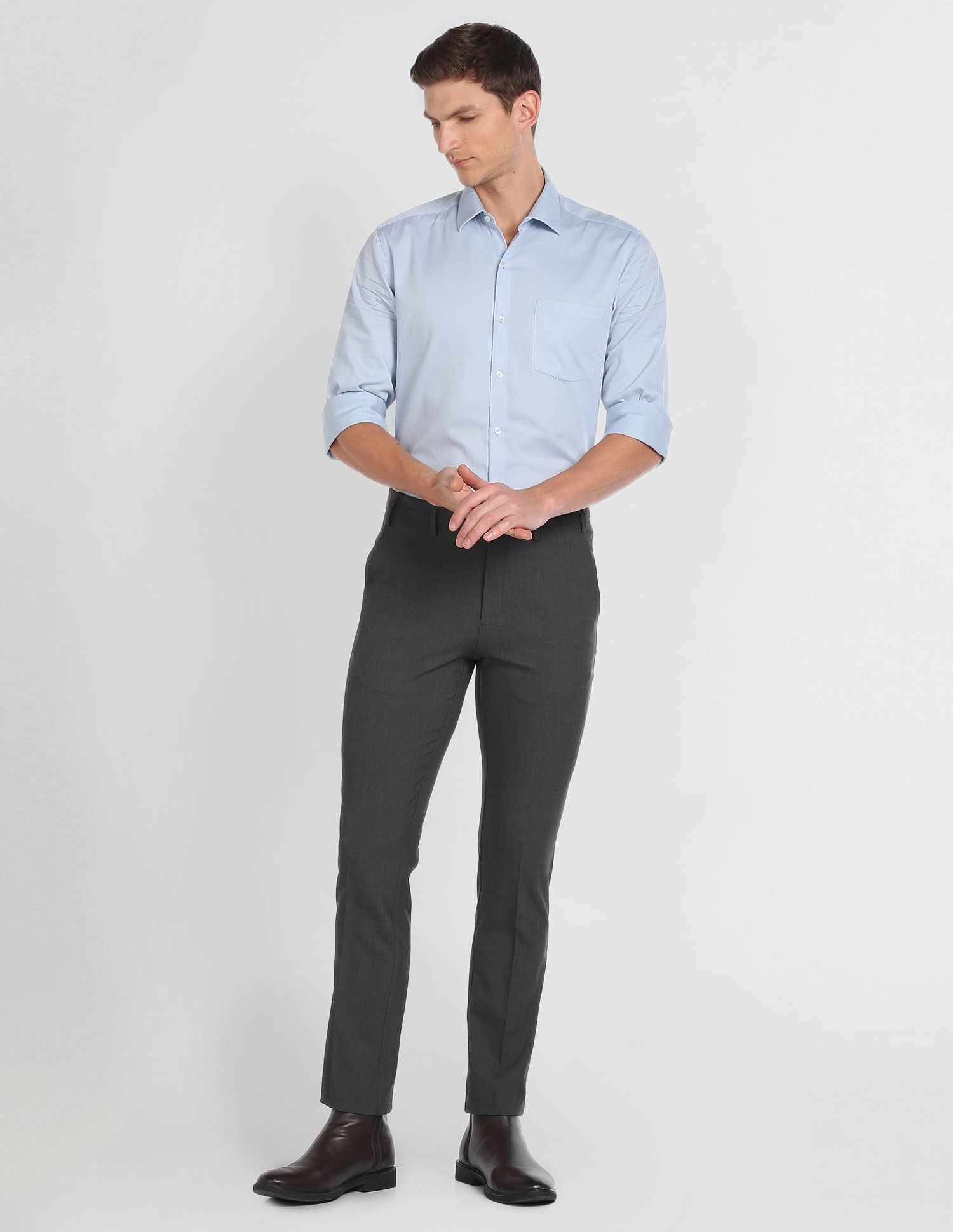 Arrow Mid Rise Solid Autoflex Trousers