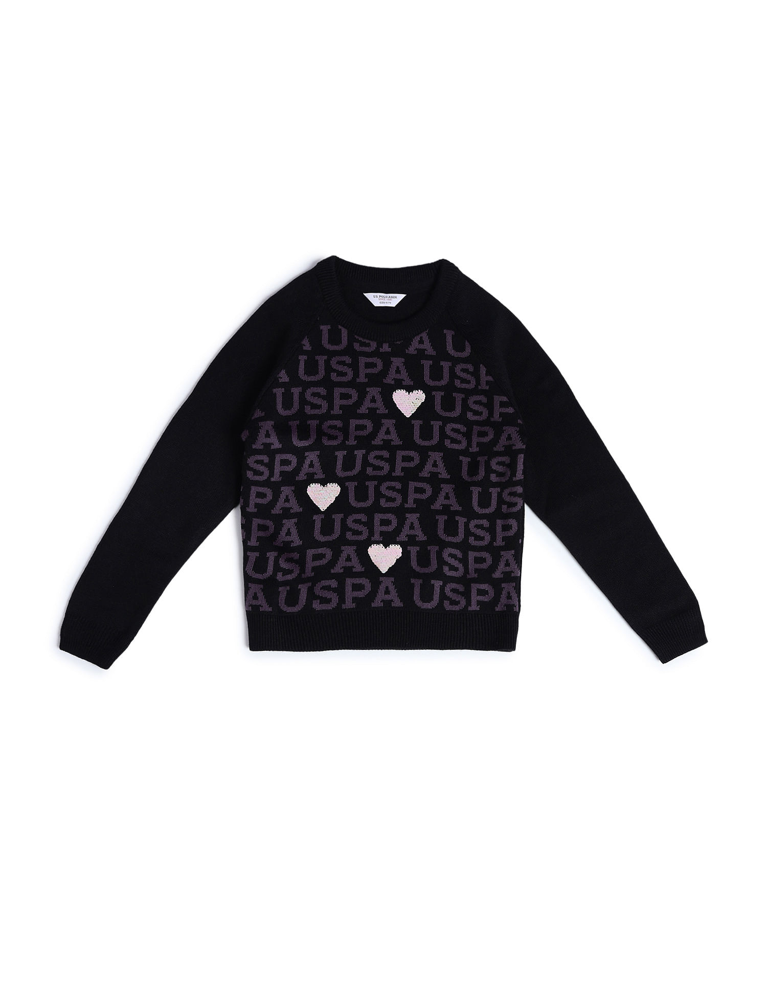 U.S. Polo Assn. Kids Girls Flip Sequence Sweater