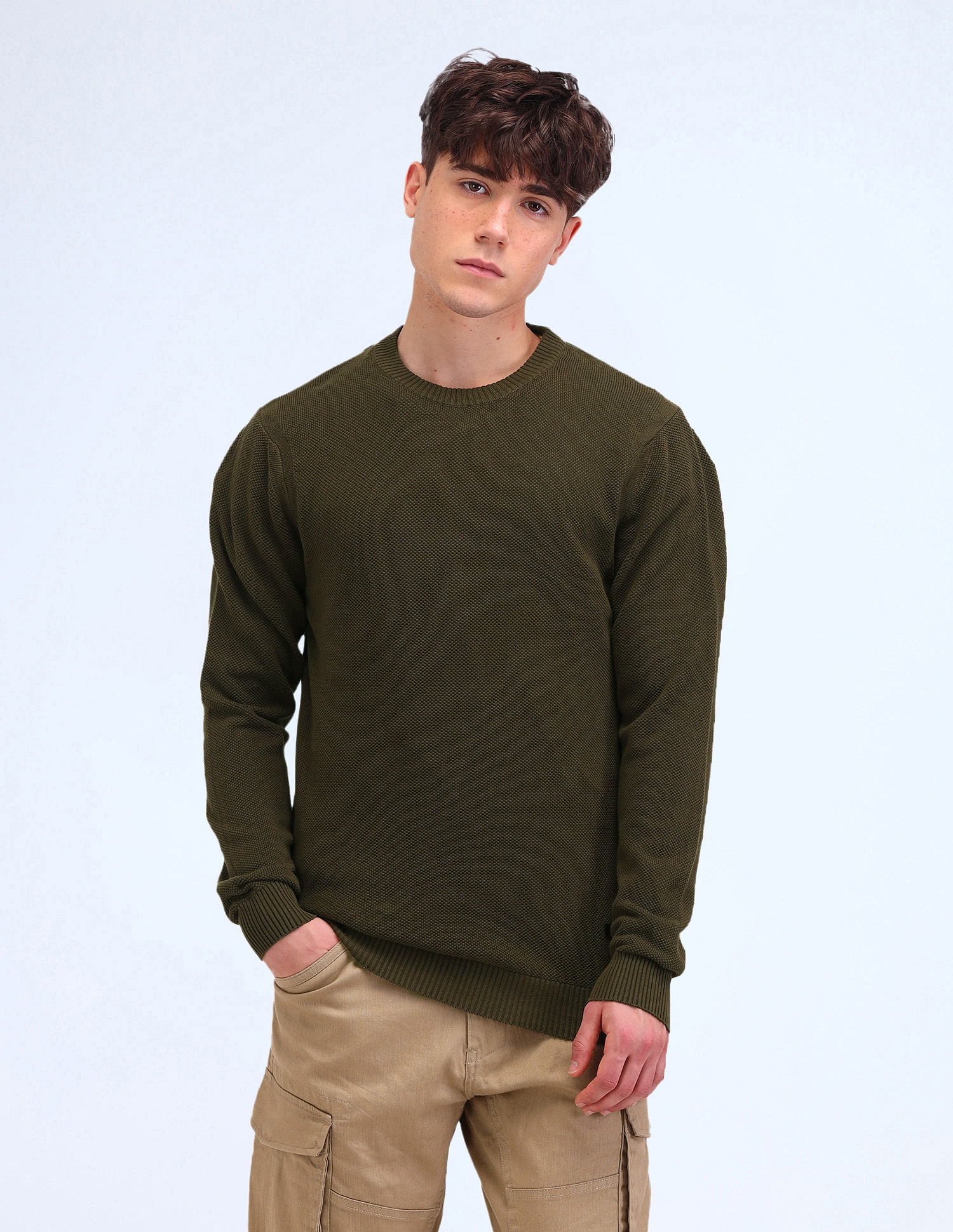 Flying Machine Textured Cotton Sweater