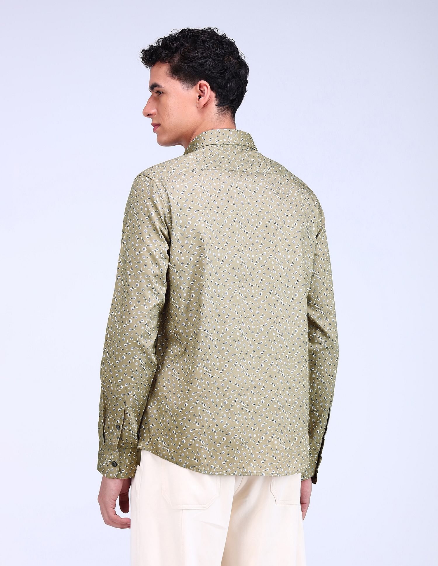Flying Machine Floral Print Sateen Shirt