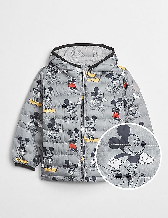 Buy GAP Baby Grey Disney Mickey Mouse Cold Control Lite Puffer Jacket NNNOW