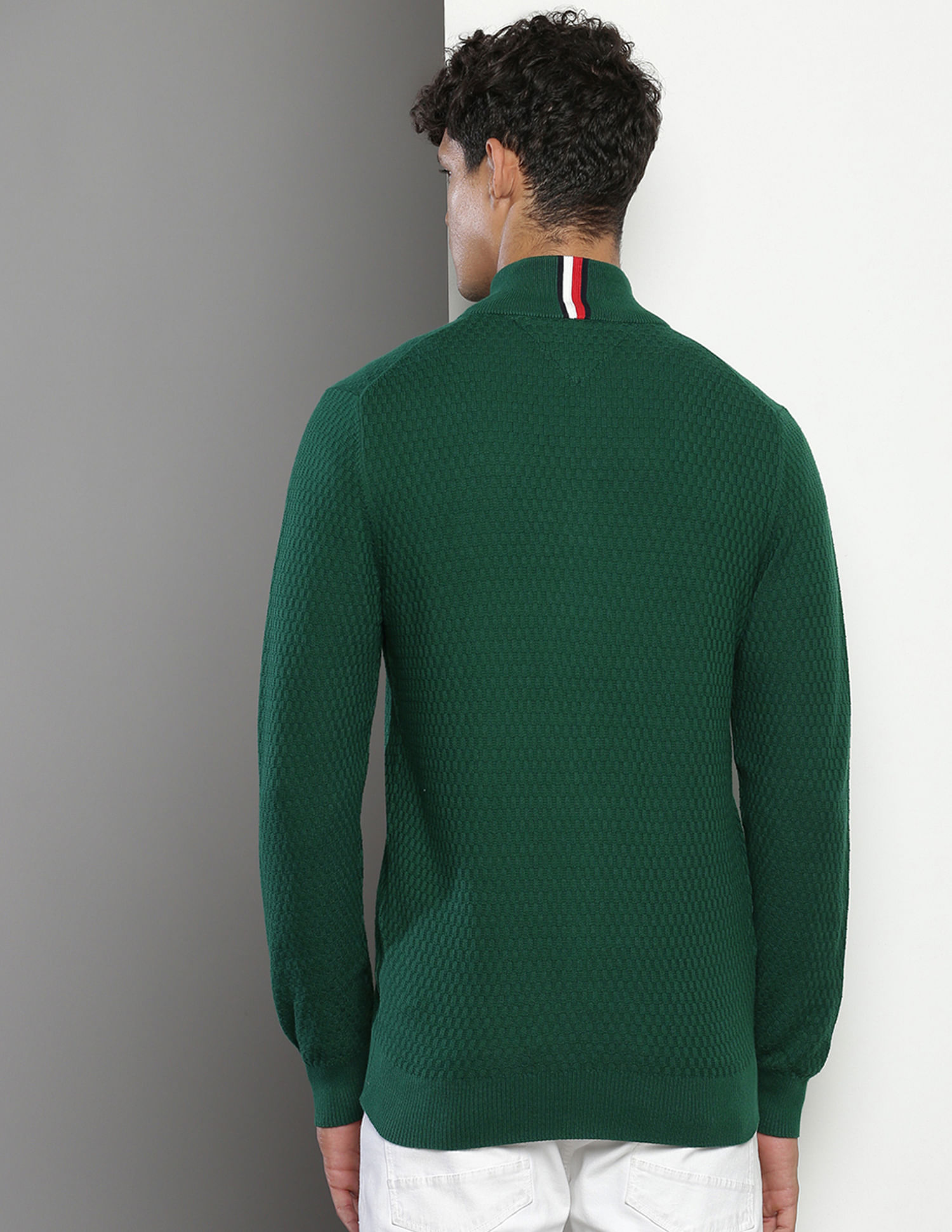 Tommy Hilfiger High Neck Patterned Knit Sweatshirt