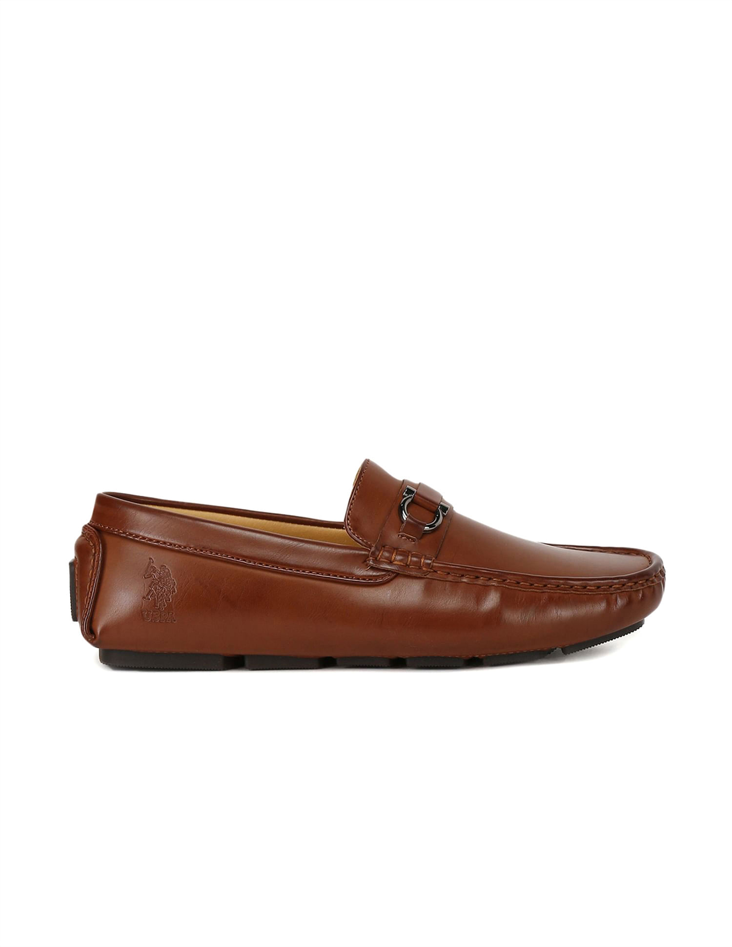 Louis Philippe Men Brown Textured Leather Driving Shoes