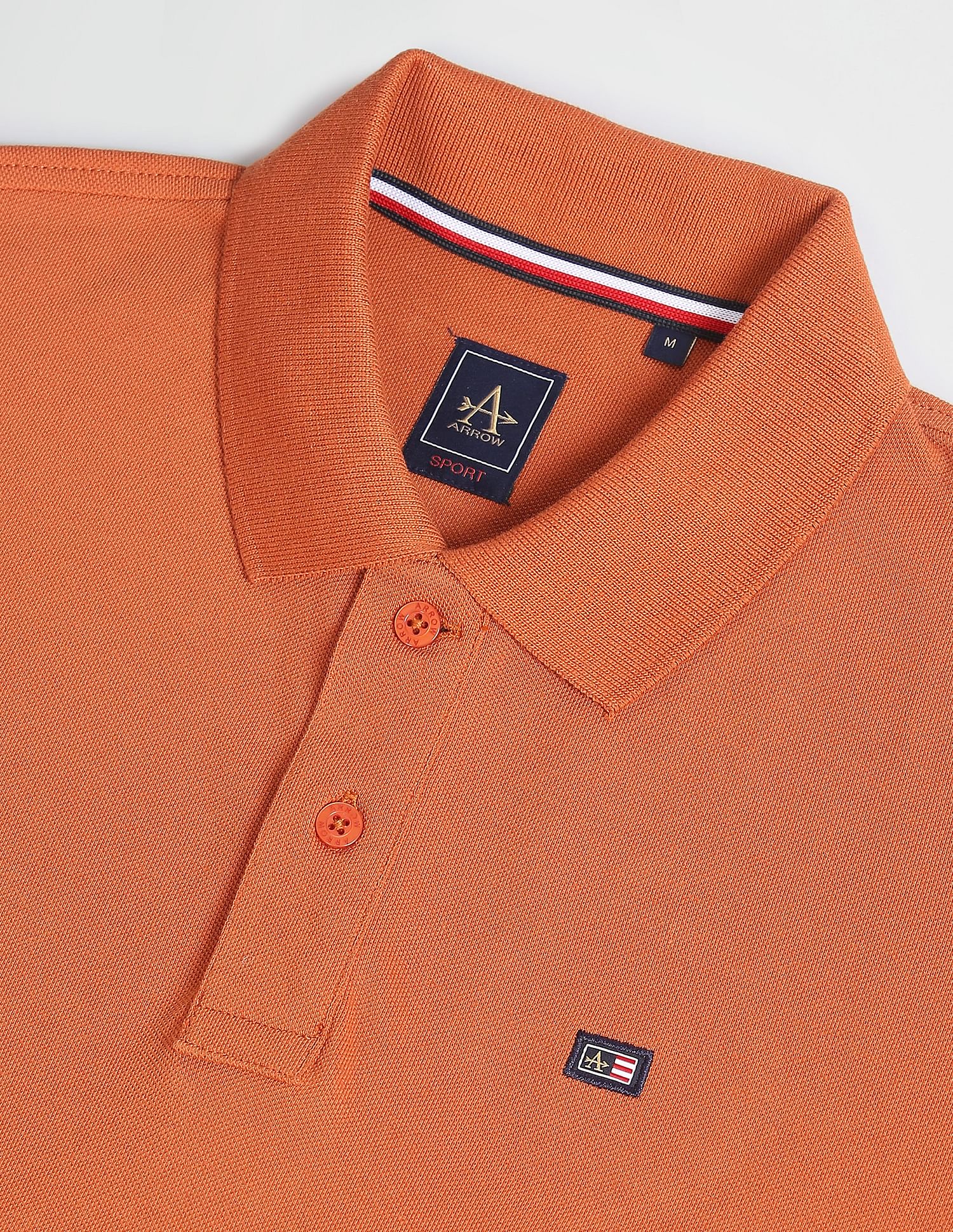 Arrow Sports Ribbed Collar Solid Polo Shirt