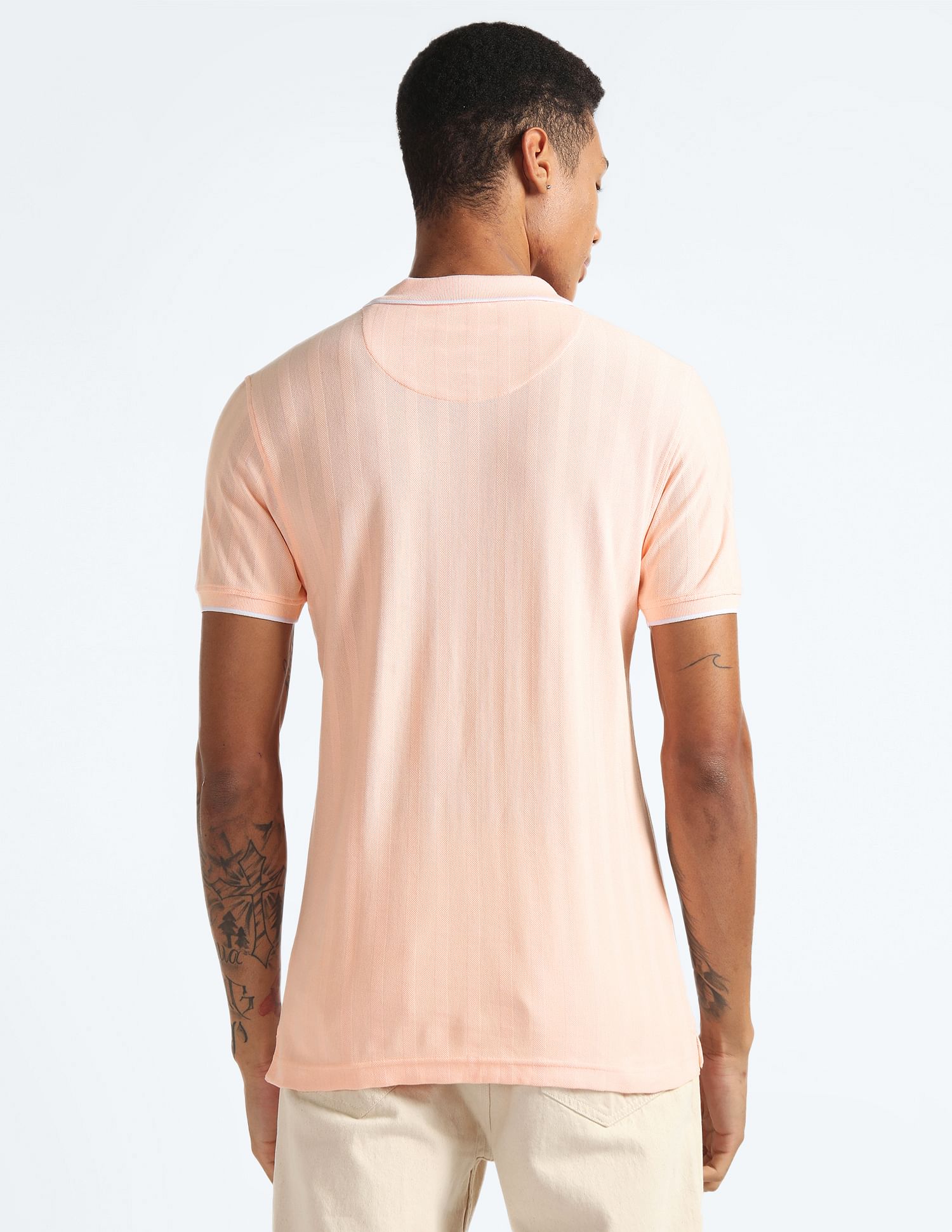 Flying Machine Jacquard Knit Regular Fit Polo Shirt