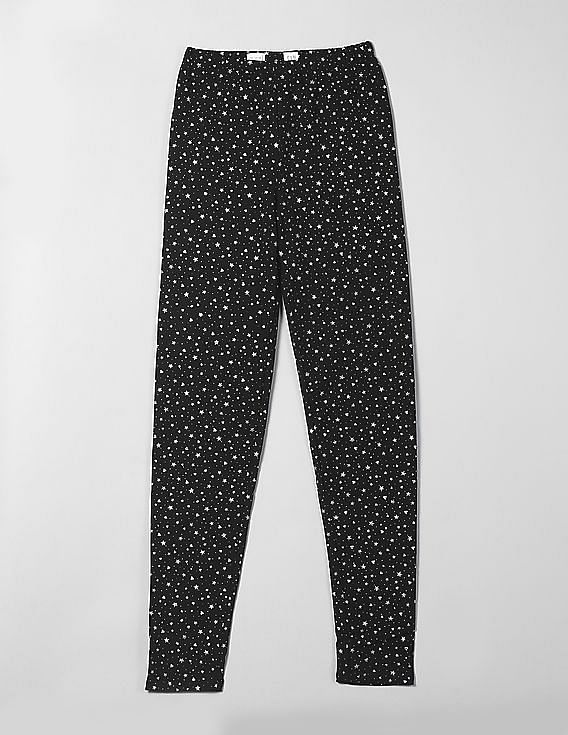 Buy GAP Girls Black Soft Terry Star Print Leggings NNNOW