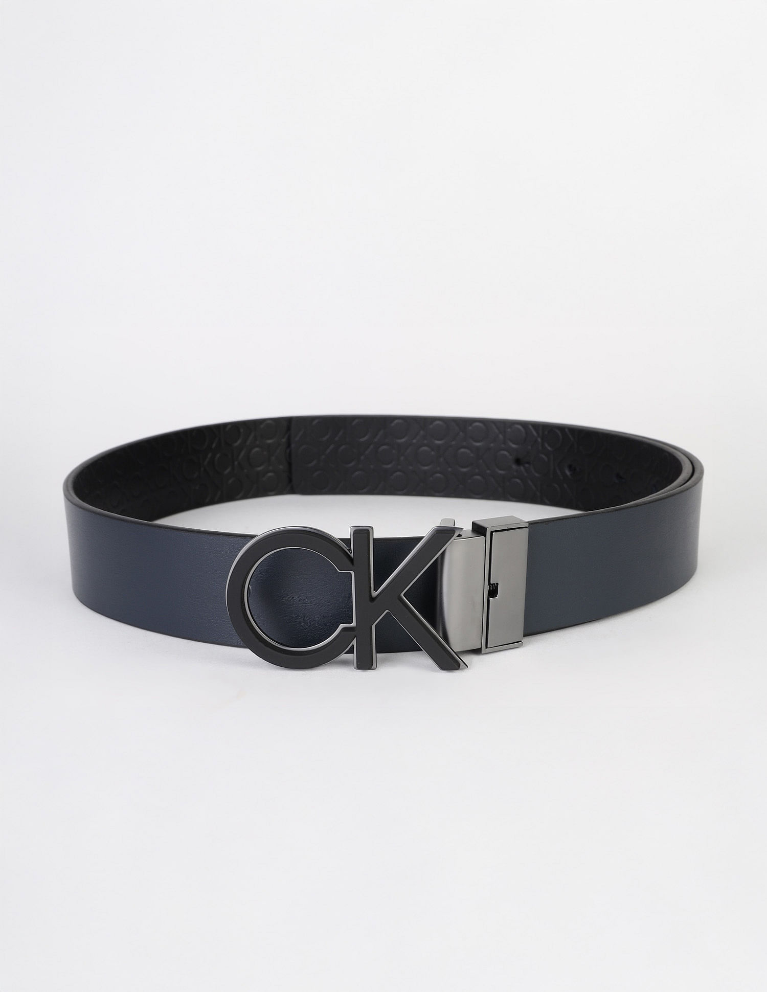 Calvin Klein Printed Black Leather Reversible Belts